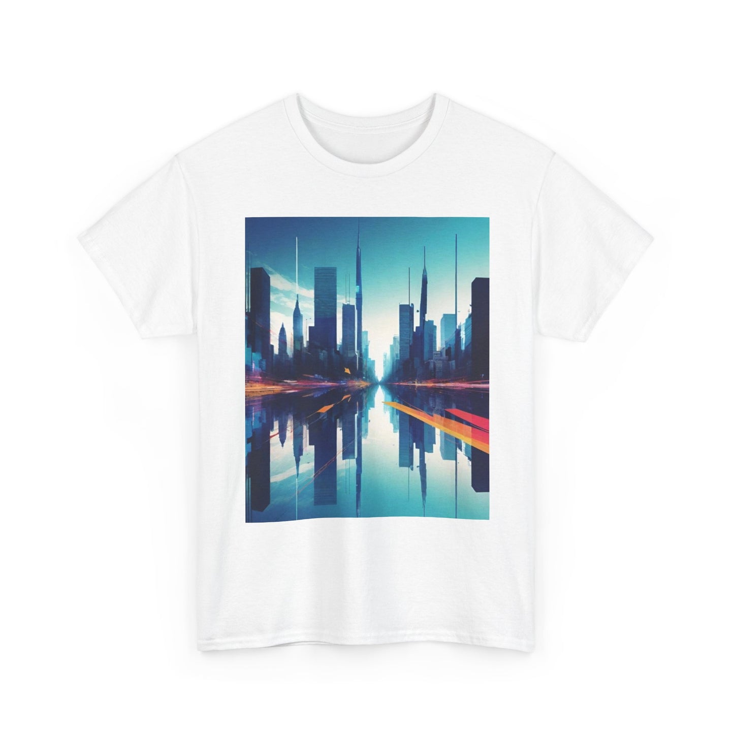 Urban Skyline Unisex Heavy Cotton Tee, Casual Wear, Streetwear Fashion, Graphic Tee, Gift for City Lovers