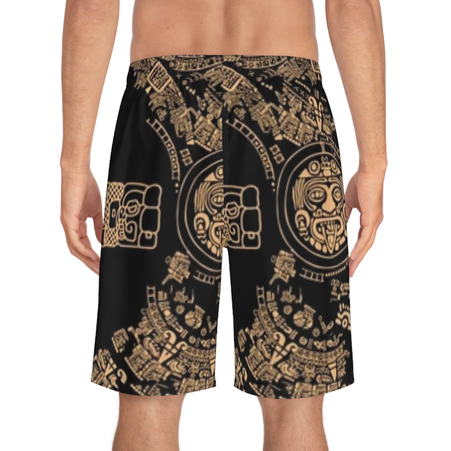 Stylish Men's AOP Board Shorts with Bold Tribal Design