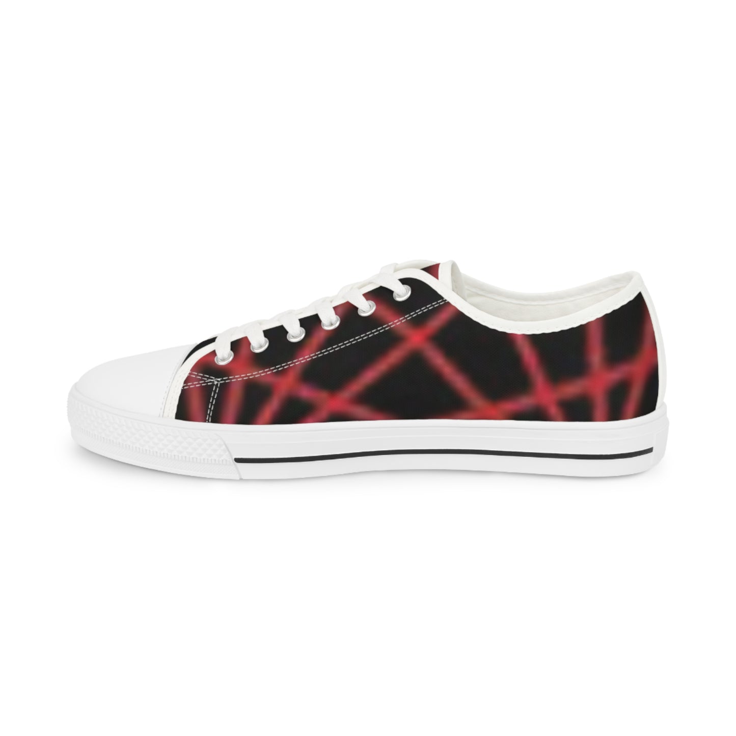 Stylish Men's Low Top Sneakers with Red Plaid Design