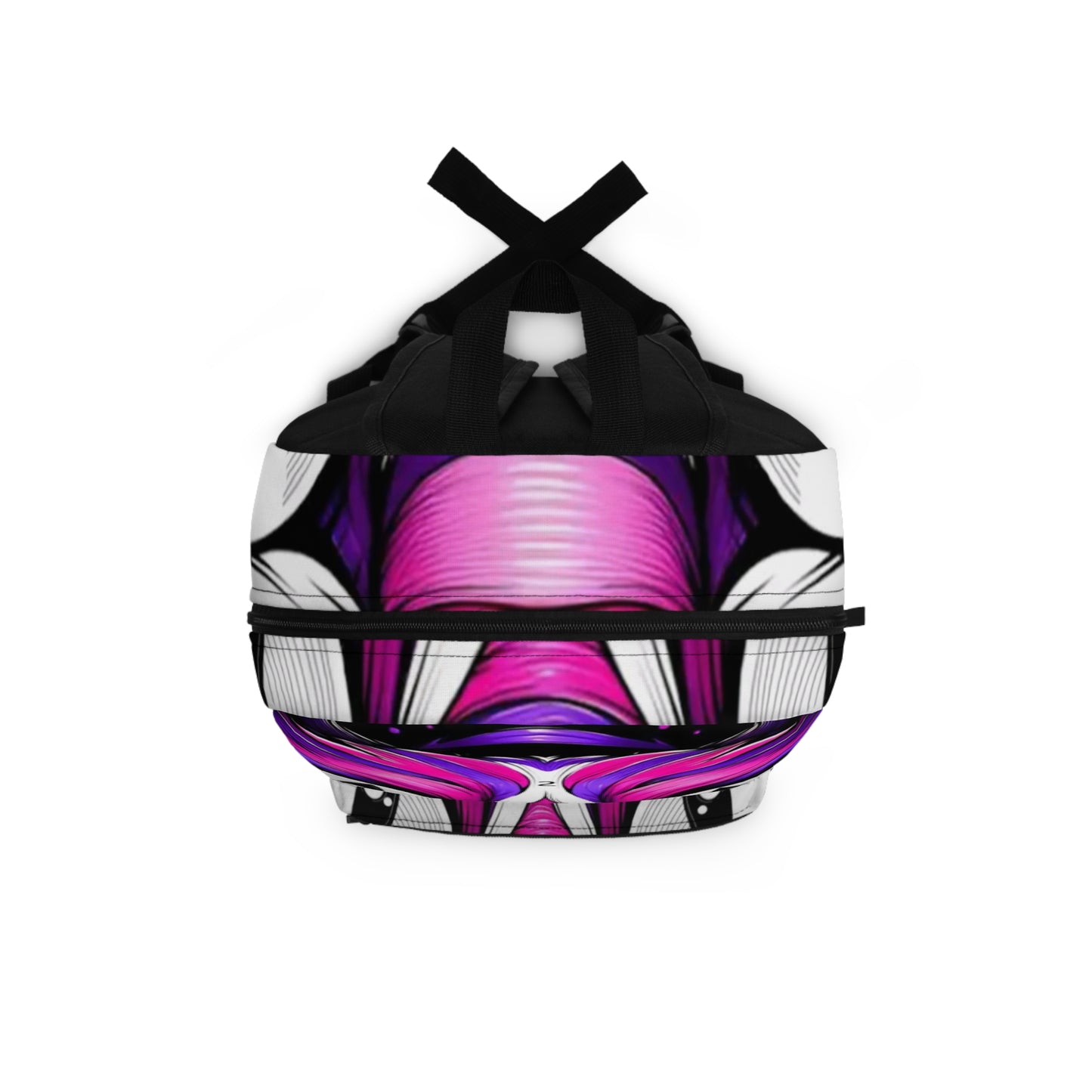 Psychedelic Cat Face Backpack - Vibrant Purple Paint-by-Number Design