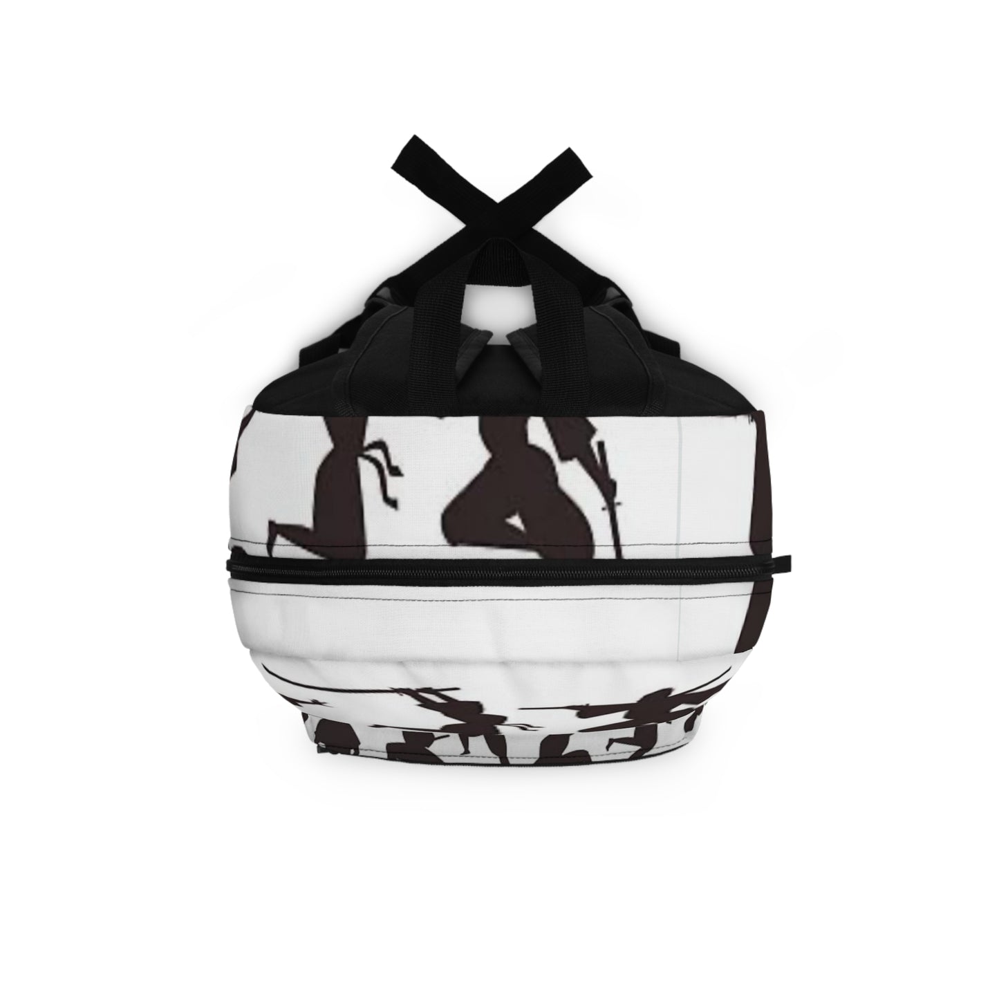 Ninja Silhouette Backpack — Black Samurai Action Pattern School Bag