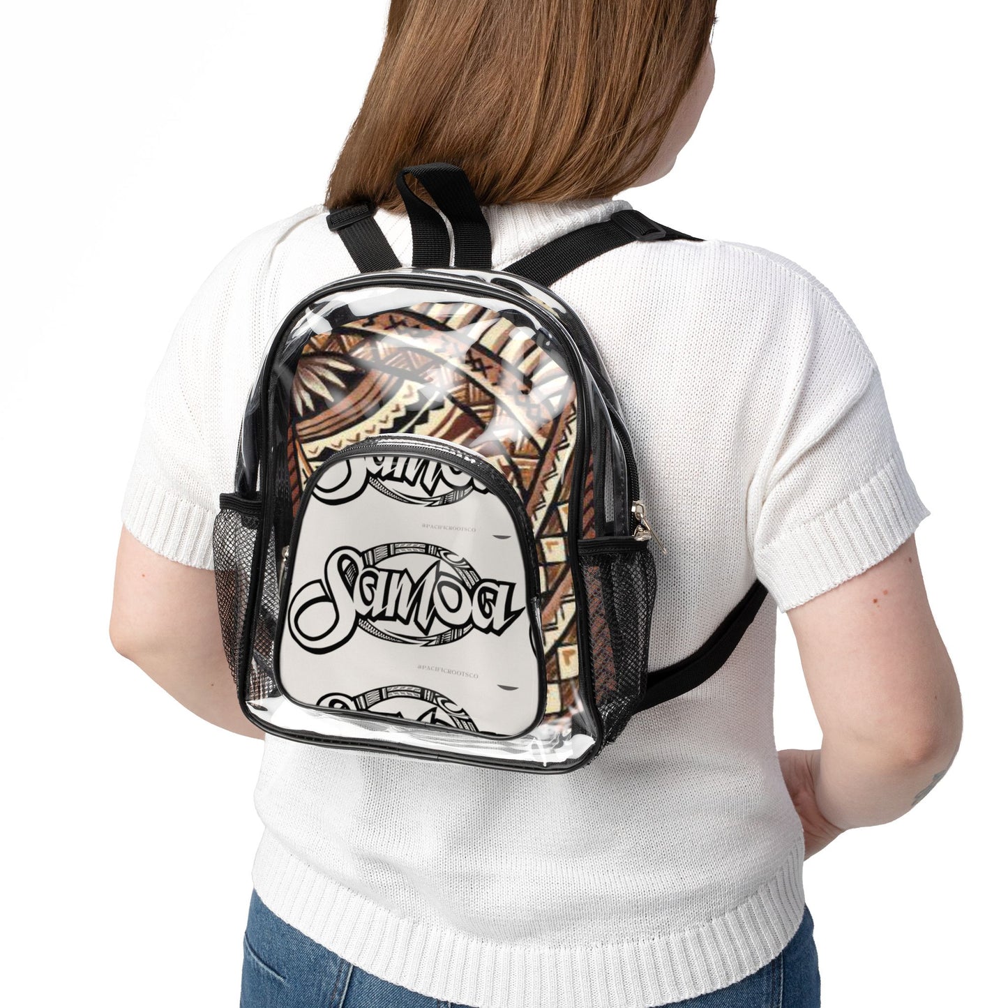 Clear Stadium Backpack with Tribal Print Insert — See-Through Security Tote for Games & Events
