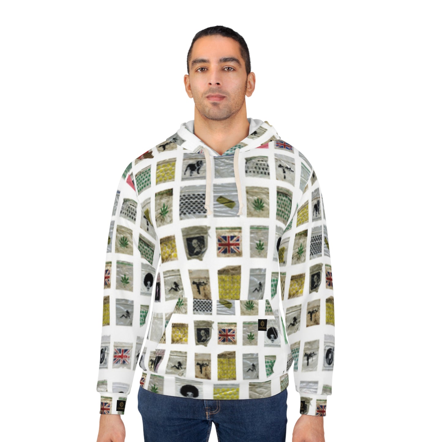 All-Over Print Hoodie — Vintage Polaroid Photo Grid Design