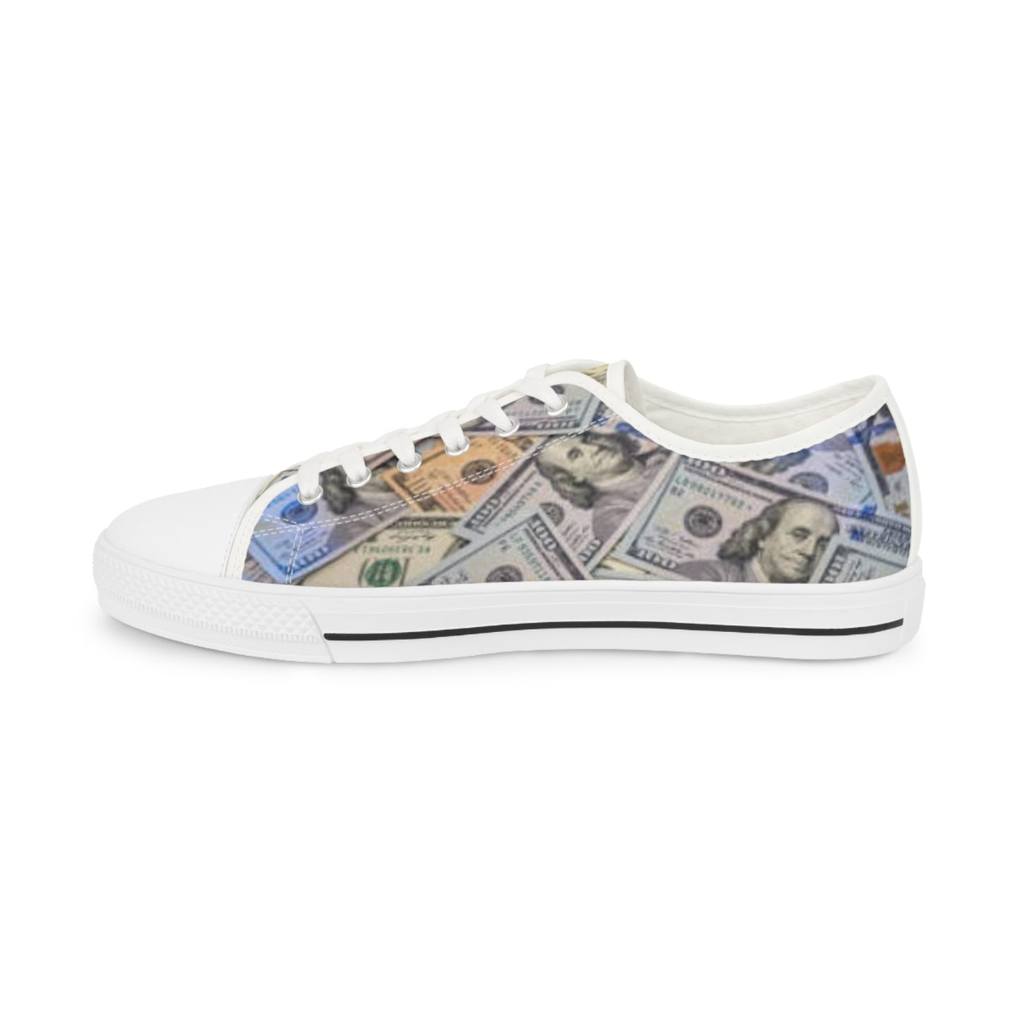 Cash Flow Men's Low Top Sneakers - Unique Money Print Casual Shoes