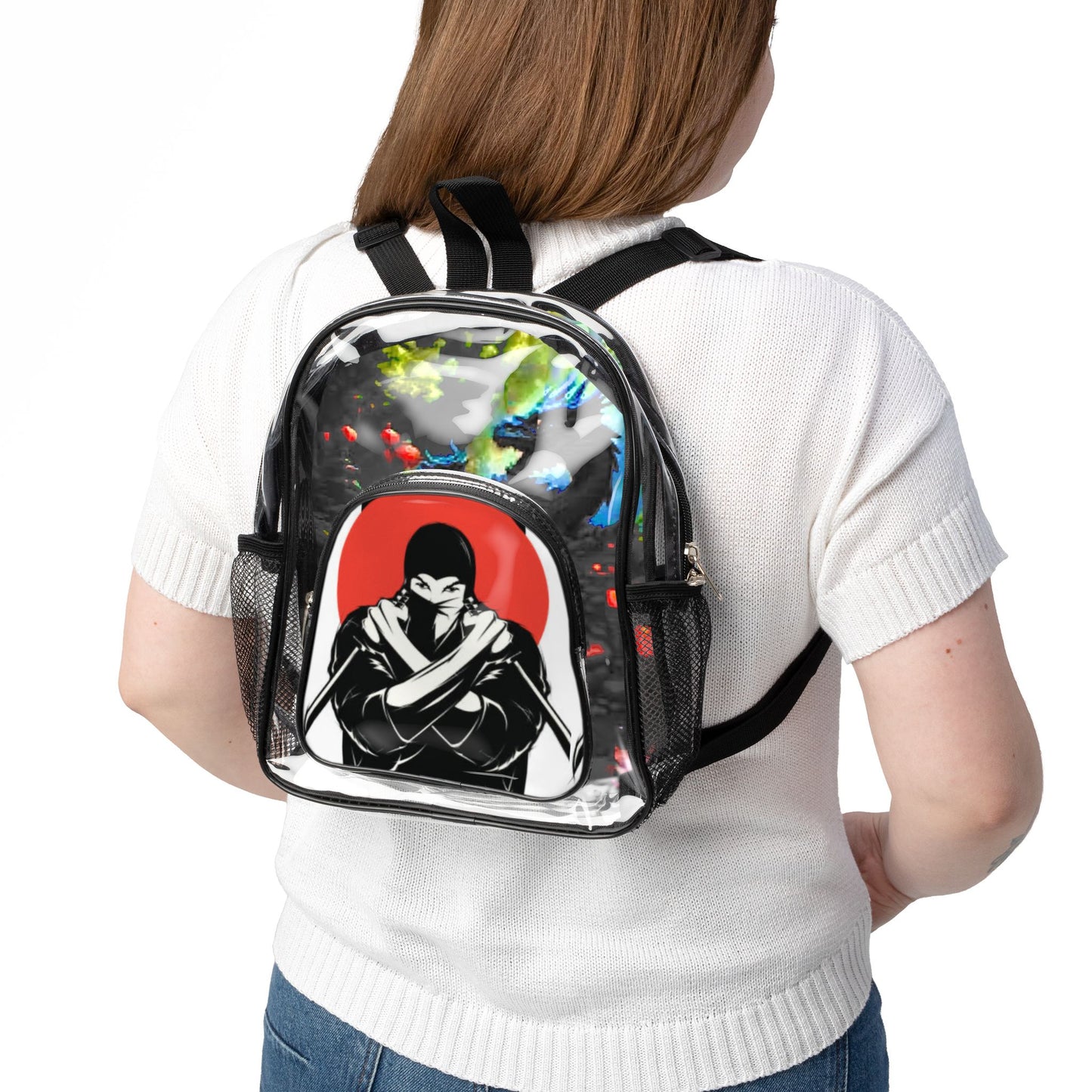 Clear Stadium Backpack with Ninja Graphic – Transparent Game Day Bag