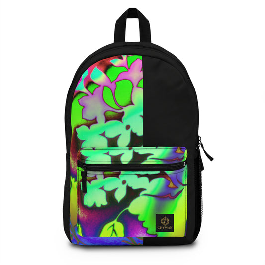 Neon Floral Backpack — Psychedelic Green Flower Daypack