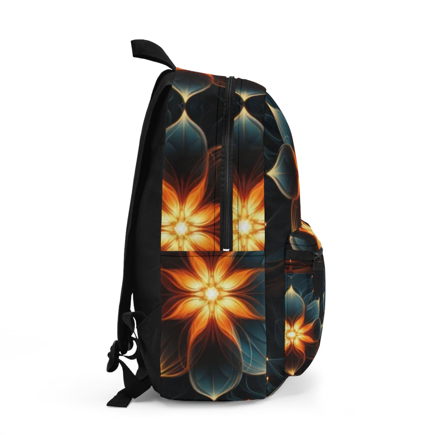 Floral Glow Backpack — Luminous Kaleidoscope Flower Print