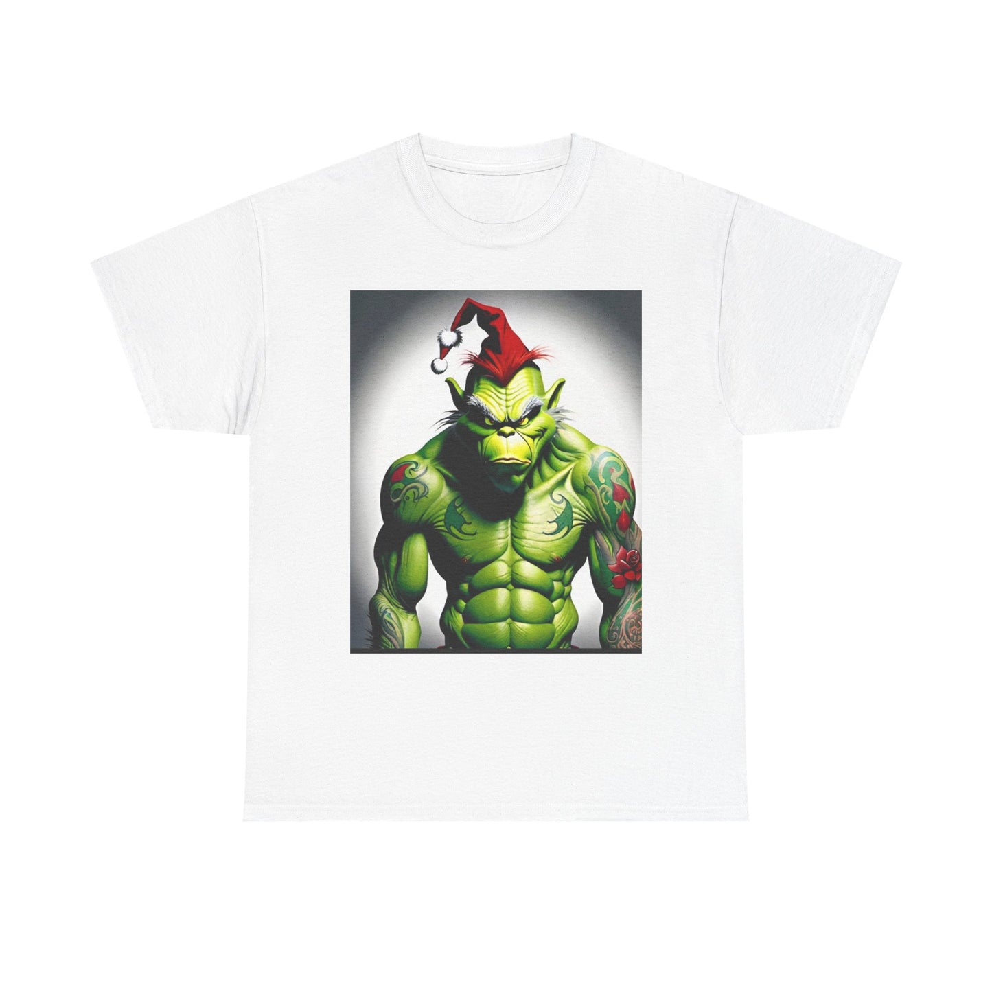 Grinch Christmas Tee, Unisex Heavy Cotton Tee, Holiday Gift, Fun Casual Wear, Christmas Party Shirt, Unique Graphic Tee