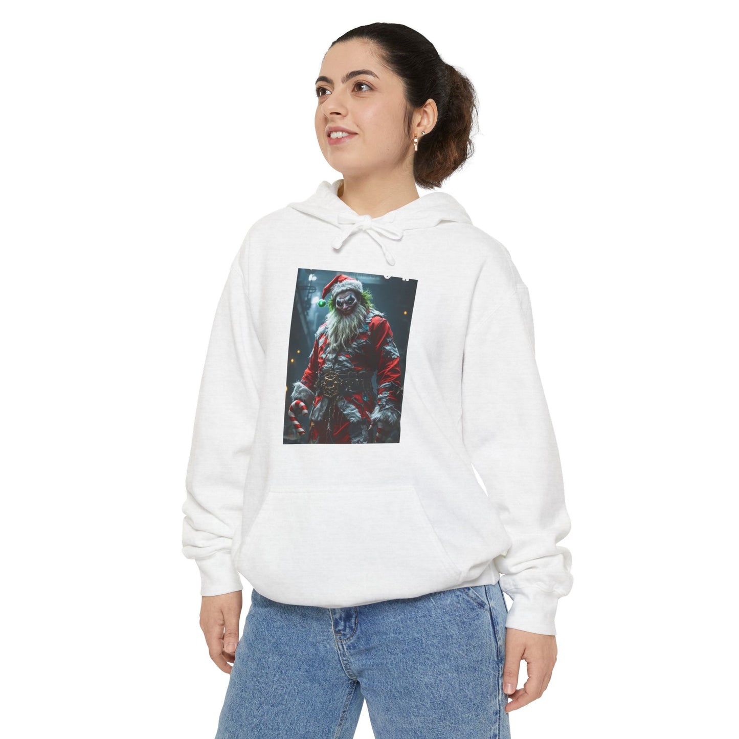 Santa Claus Horror Hoodie — Distressed Creepy Santa Graphic Pullover