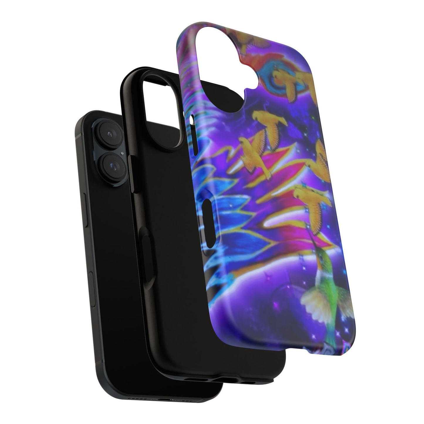 Vibrant Phone Case with Hummingbirds and Stars, Colorful Protective Case, Unique Gift for Nature Lovers, Trendy Tech Accessories, [...]
