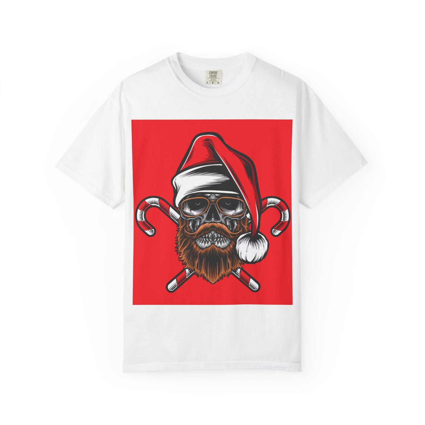 Santa Skull T-Shirt — Bearded Skull with Candy Canes Christmas Tee