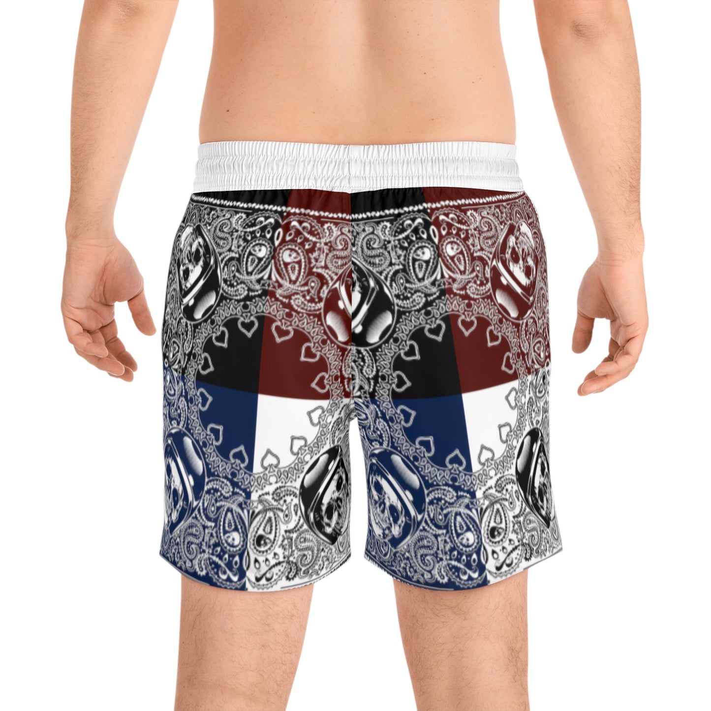 Psychedelic Skull Print Swim Shorts for Men