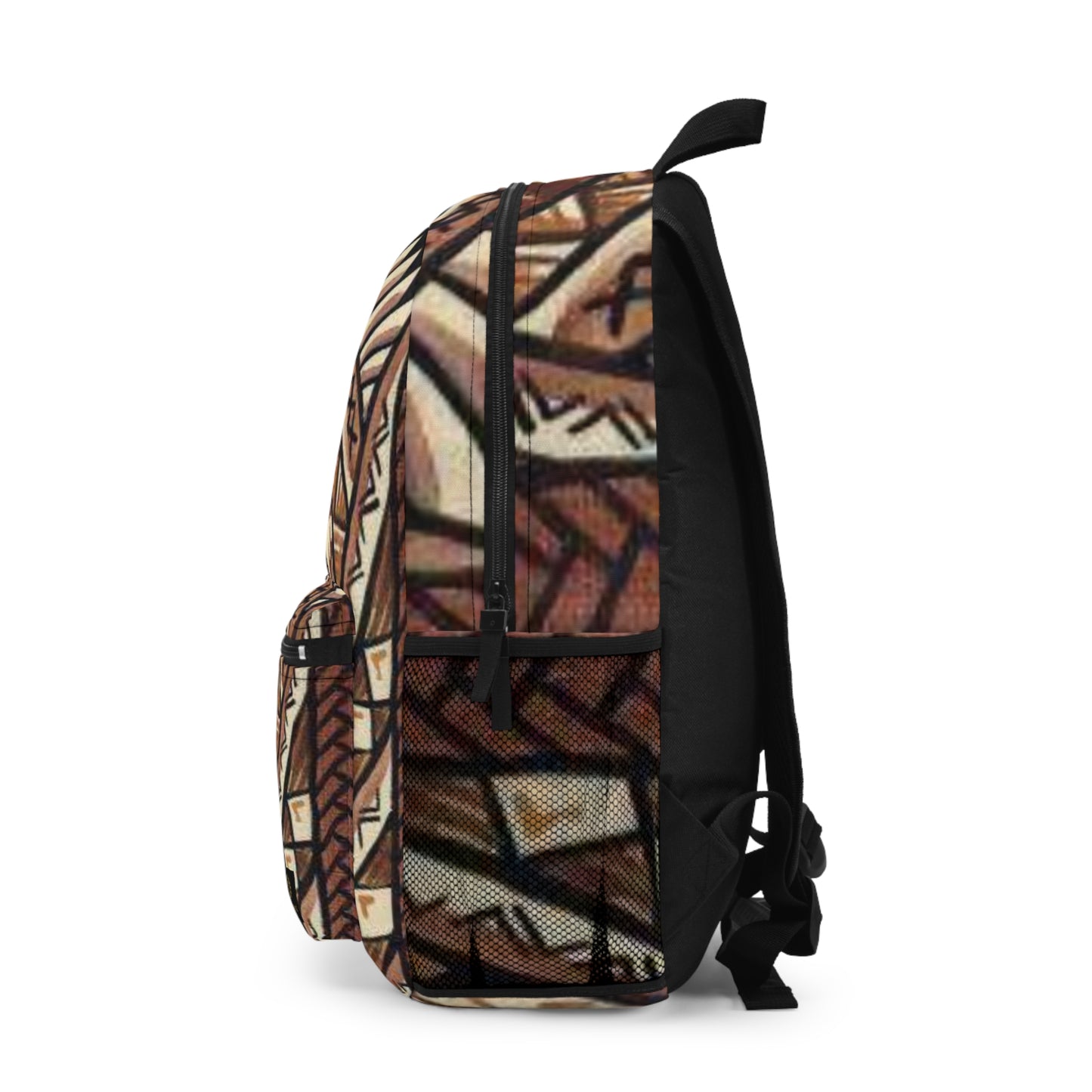 Tribal Drum Pattern Backpack — Boho Polynesian-Inspired Everyday Bag