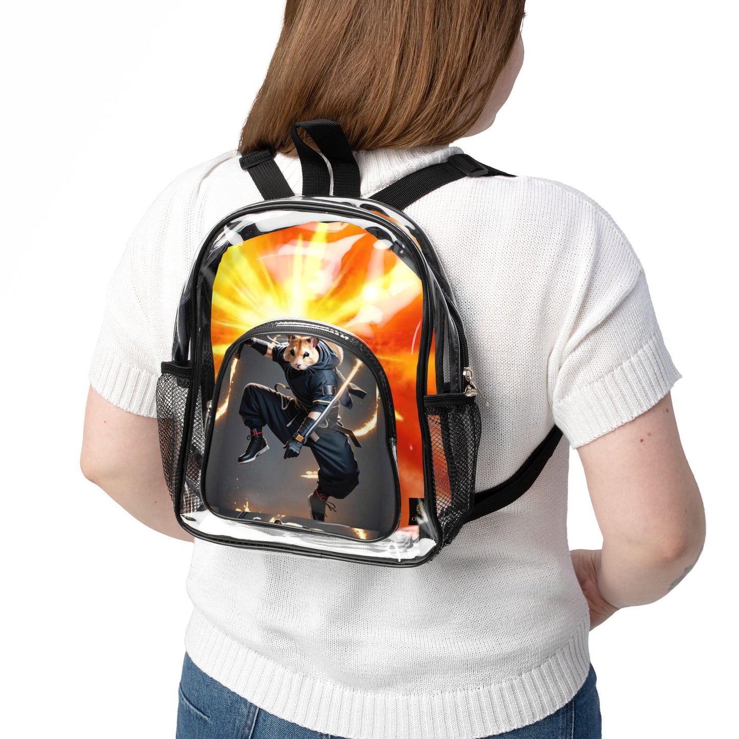 Clear Stadium Backpack — Sunrise Ninja Graphic Clear Stadium Backpack