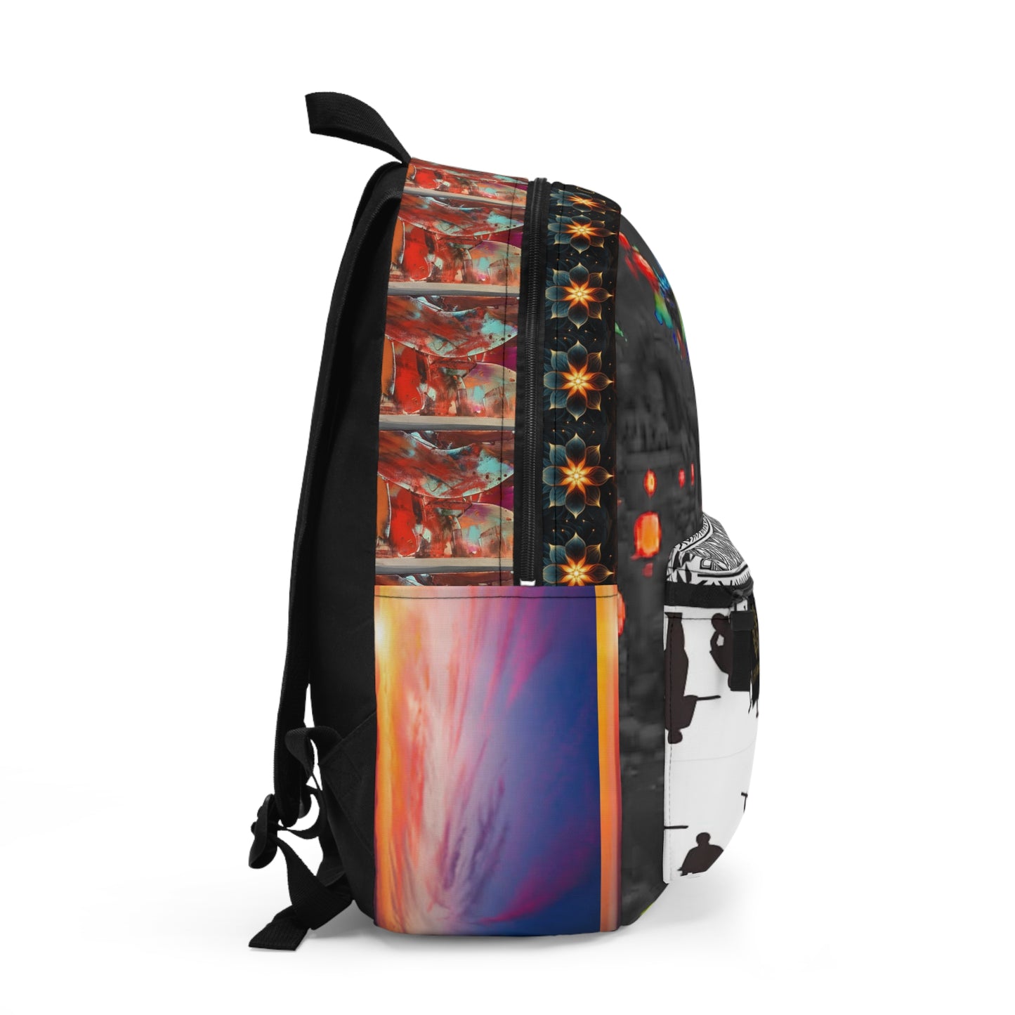 Dragon City Graphic Backpack — Colorful Urban Fantasy School Bag