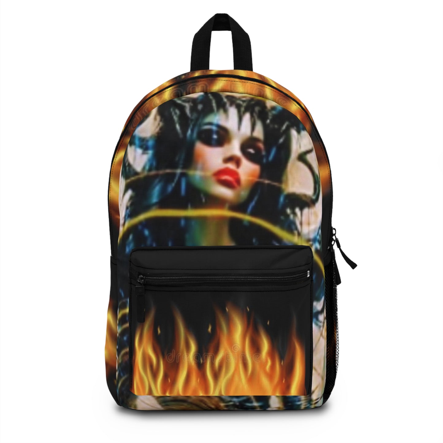 Fiery Fantasy Backpack with Bold Graphic Design