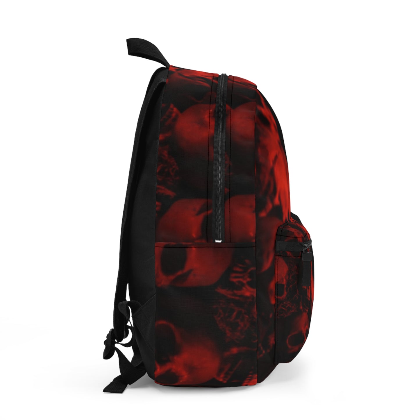 Backpack — Dark Red Skull Pattern Backpack, Gothic Halloween Daypack