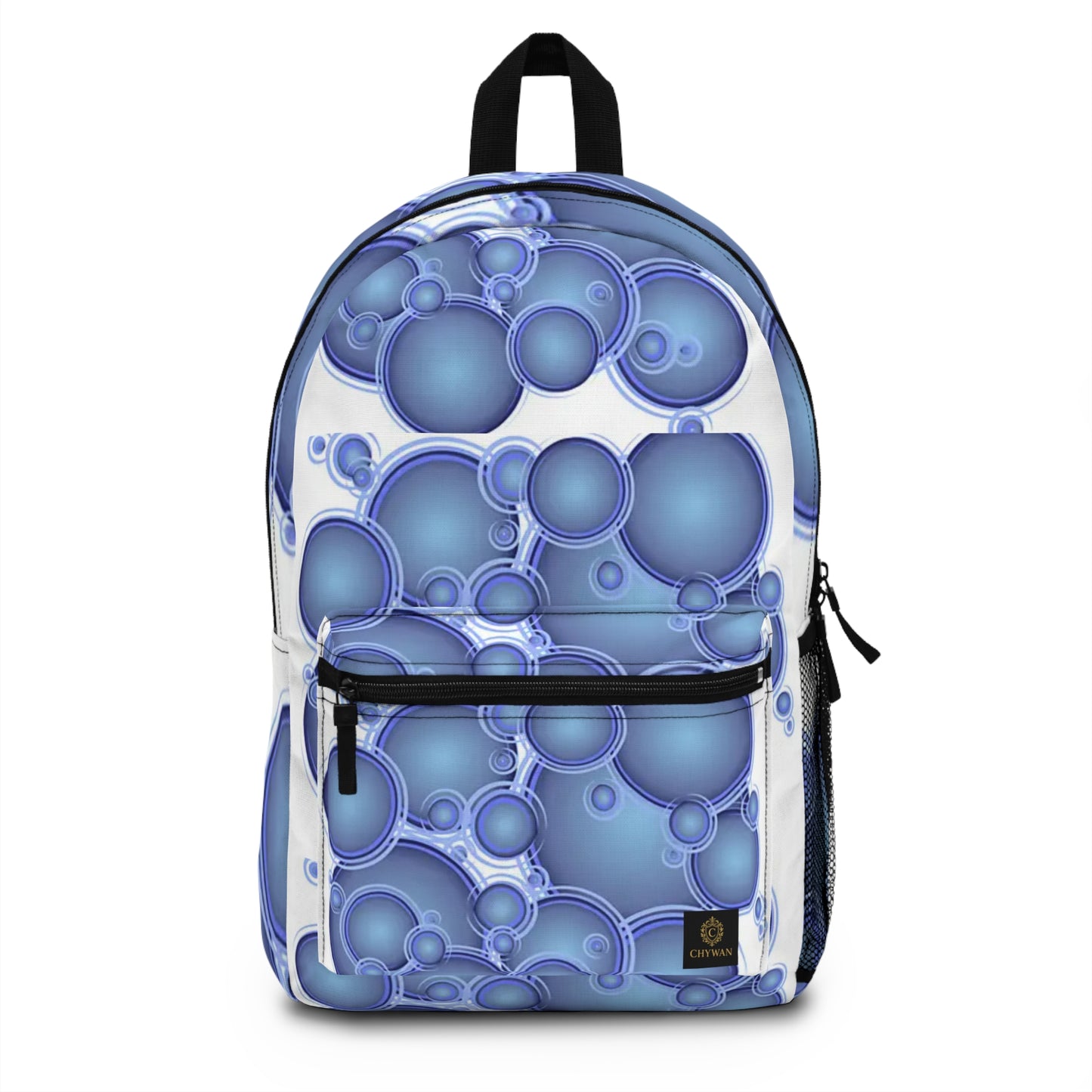 Blue Bubble Pattern Backpack – Abstract Waterdrop Design School & Travel Bag