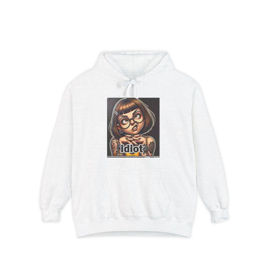 Hoodie — Retro Cartoon Girl 'Idiot' Graphic Pullover