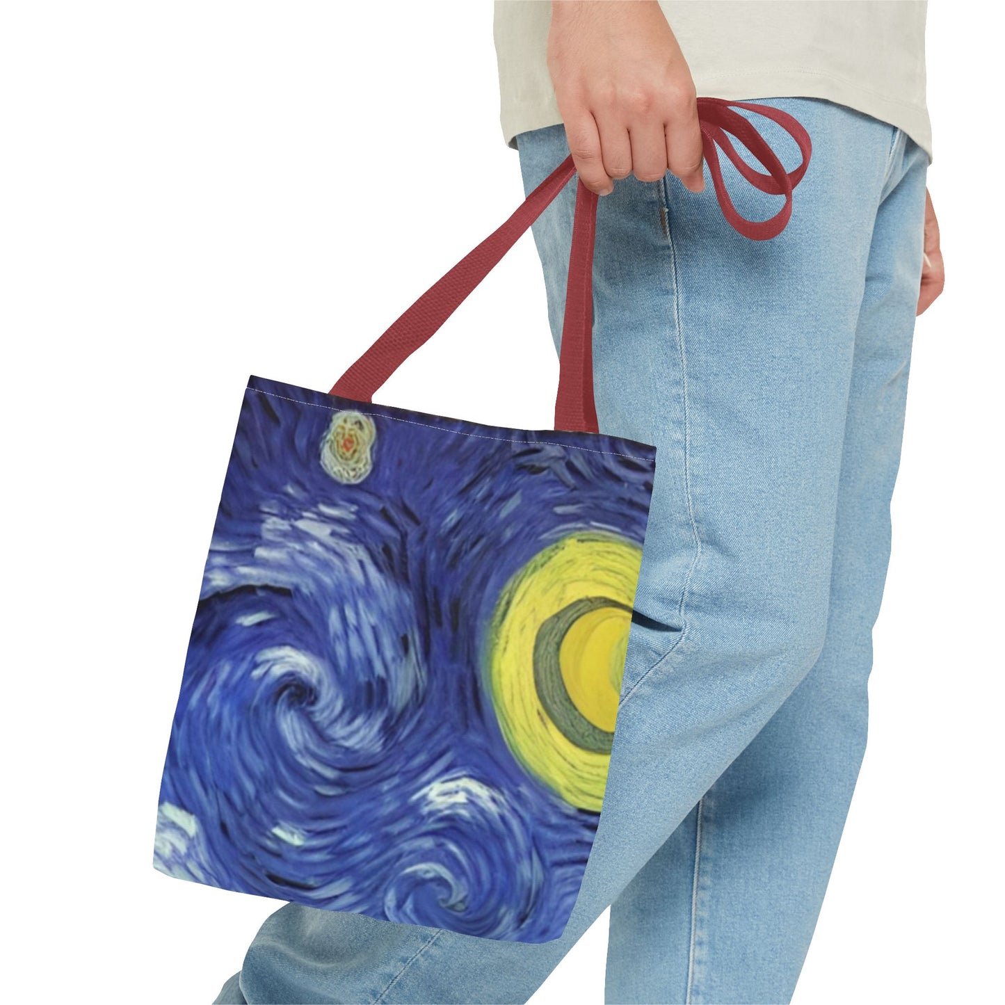 Starry Night-Inspired Tote Bag — Van Gogh Style Swirl All-Over Print