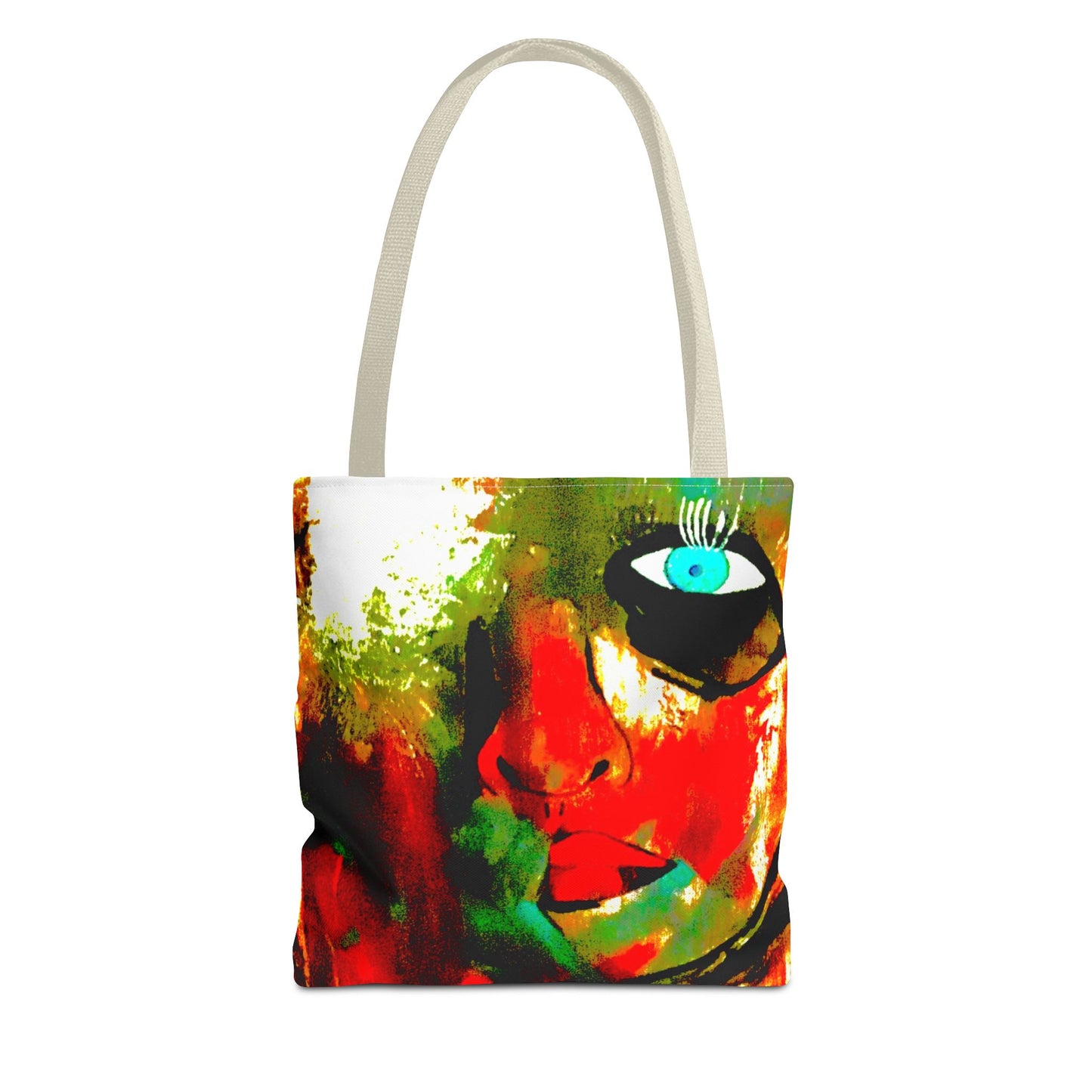 Abstract Face Art Tote Bag — Colorful Expressionist Portrait Design