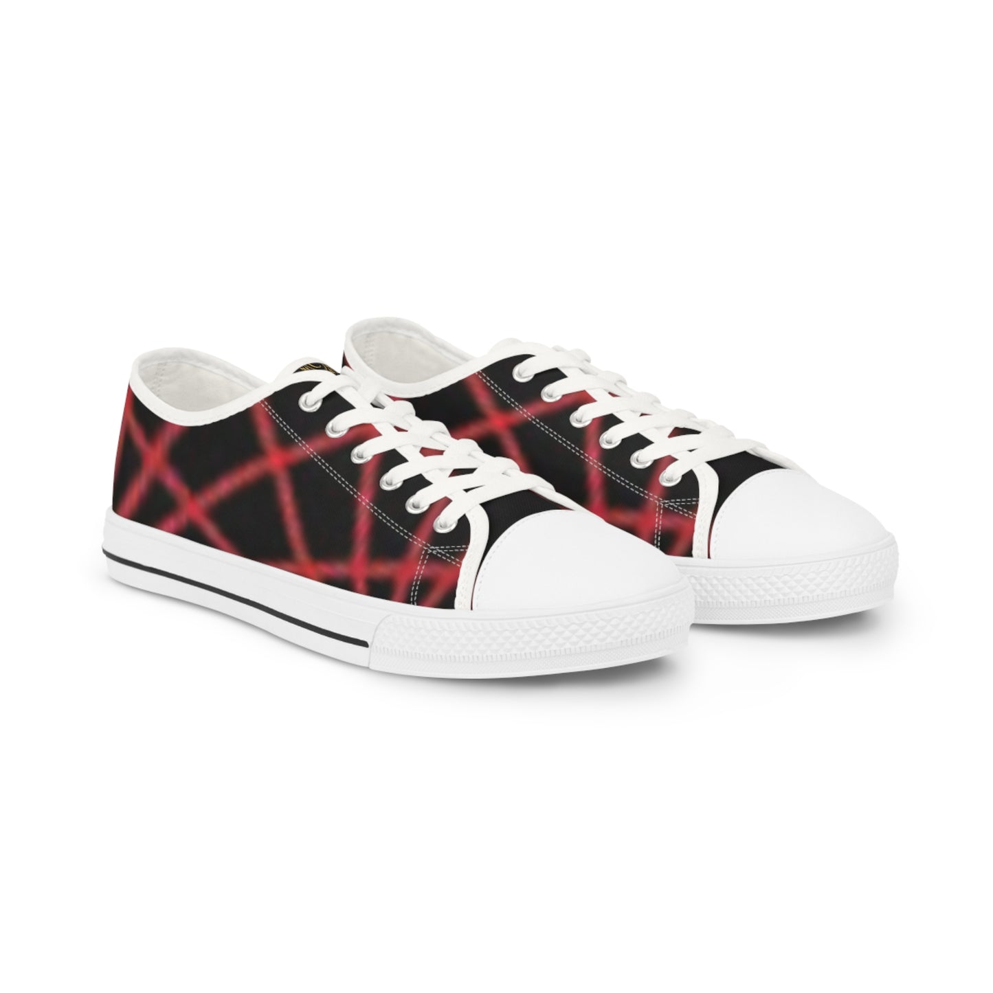 Stylish Men's Low Top Sneakers with Red Plaid Design