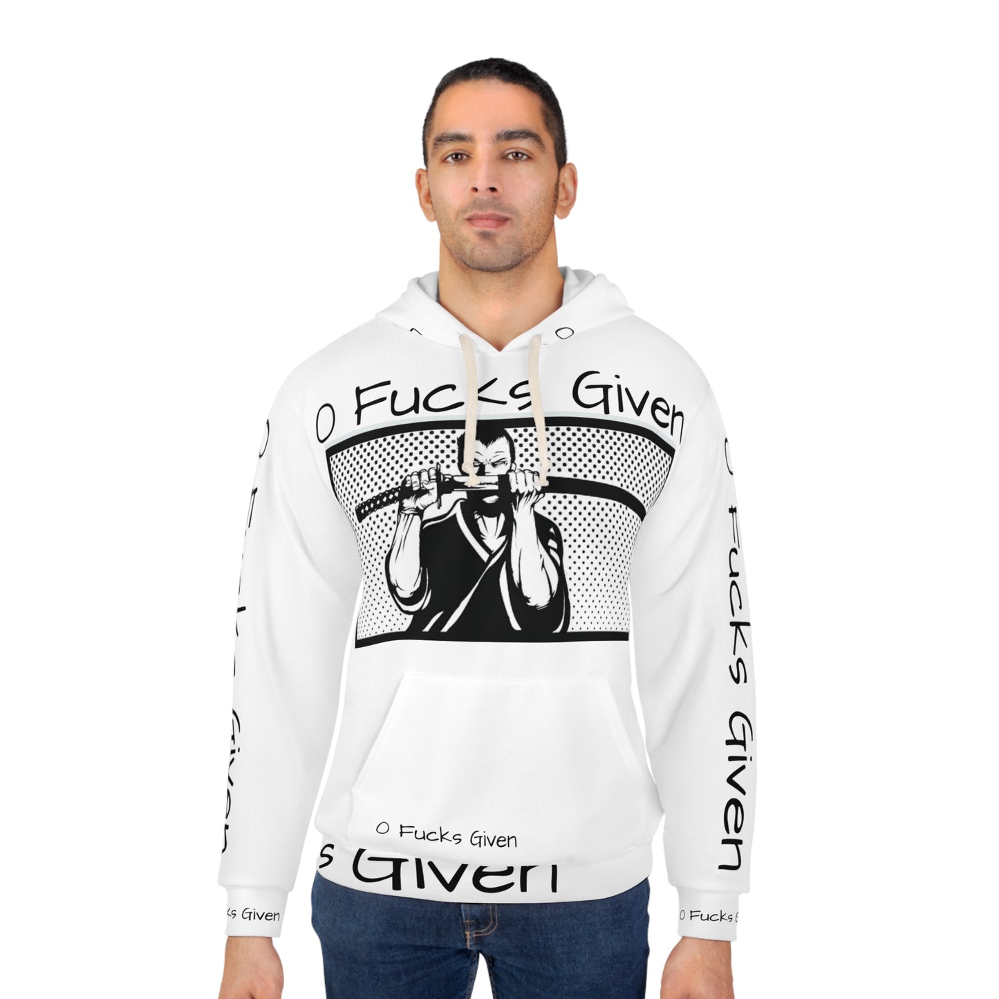 Hoodie - "0 Fucks Given" Samurai Graphic Pullover