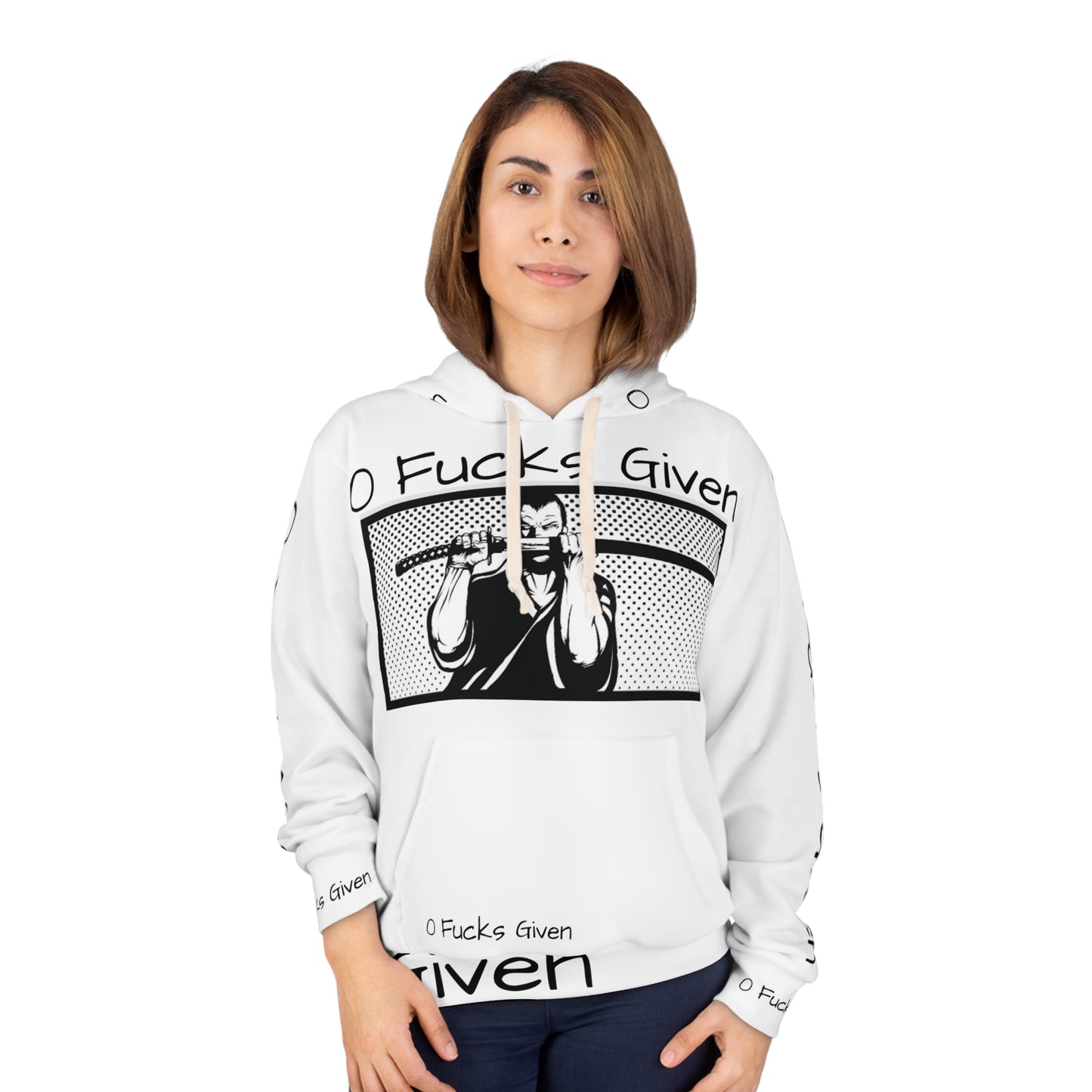 Hoodie - "0 Fucks Given" Samurai Graphic Pullover