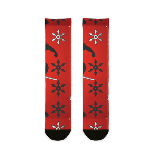 Red Bandana Pattern Crew Socks - Sublimated Paisley Design