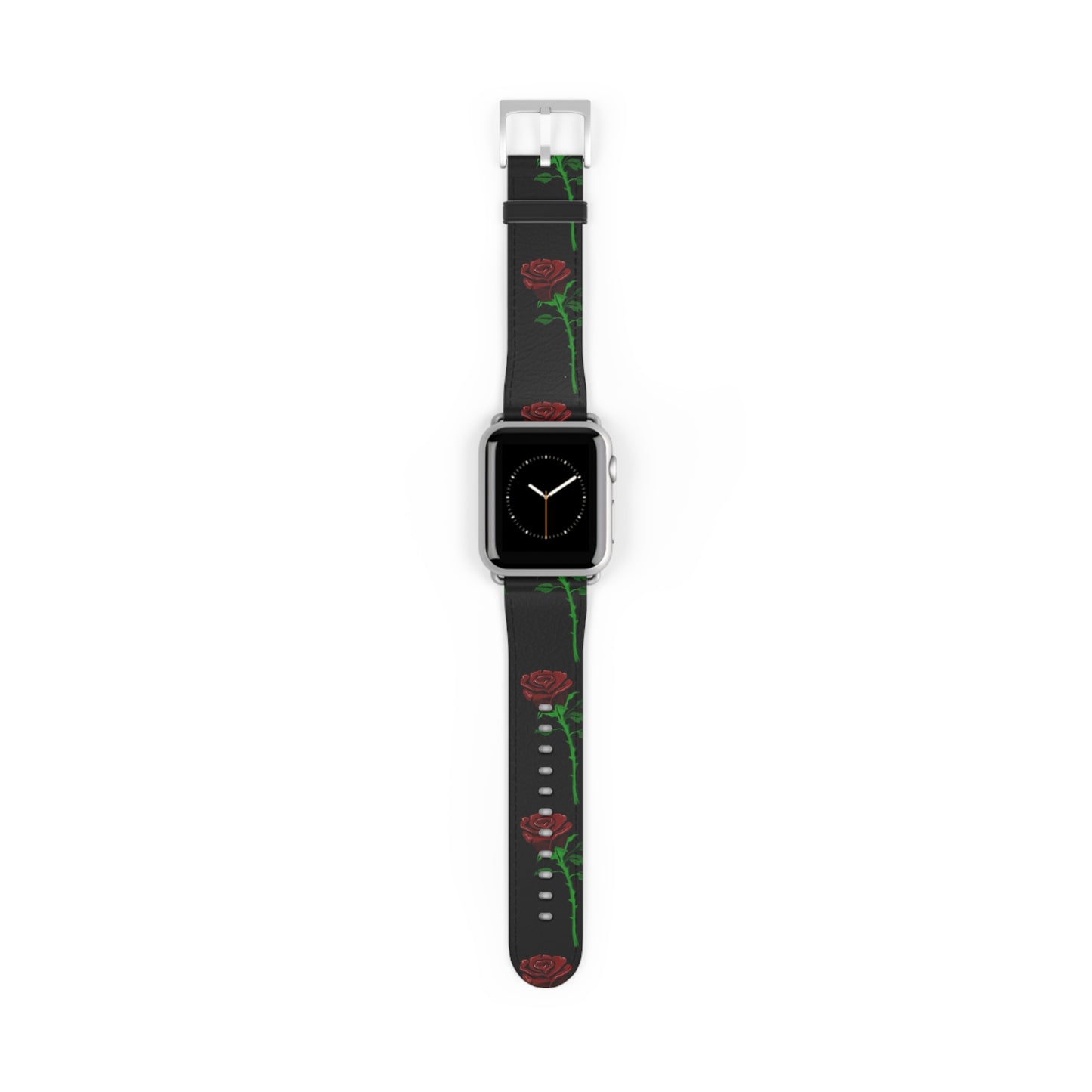 Rose Pattern Watch Band — Black Red Floral Apple Watch Strap