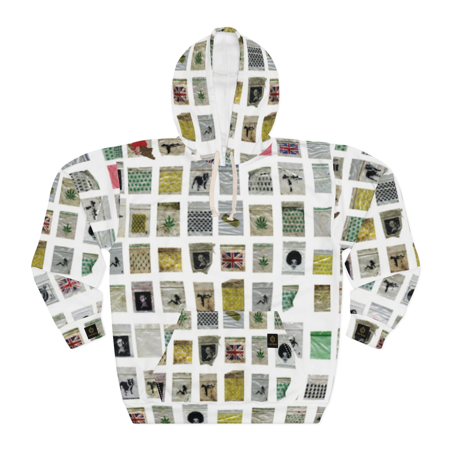 All-Over Print Hoodie — Vintage Polaroid Photo Grid Design