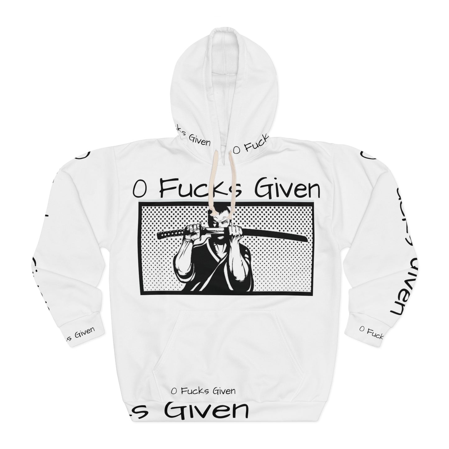 Hoodie - "0 Fucks Given" Samurai Graphic Pullover