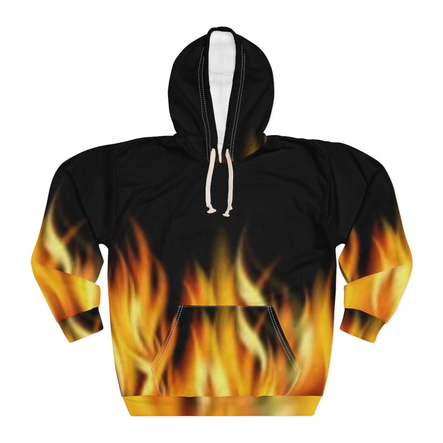 Fiery Unisex Pullover Hoodie - Bold Flame Design for Comfort & Style