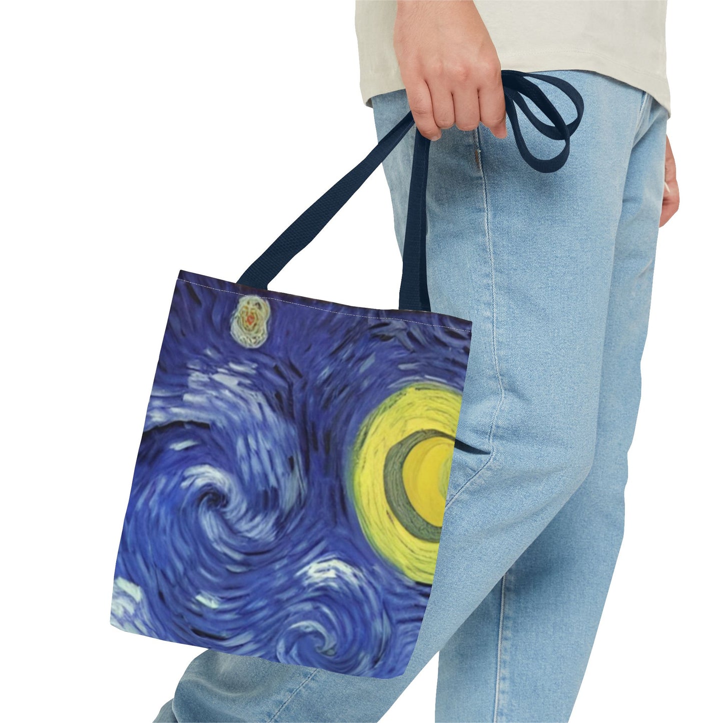 Starry Night-Inspired Tote Bag — Van Gogh Style Swirl All-Over Print