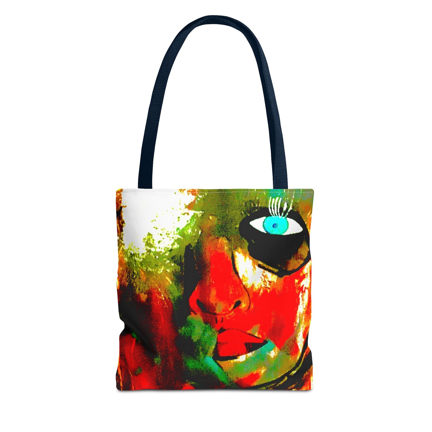 Abstract Face Art Tote Bag — Colorful Expressionist Portrait Design