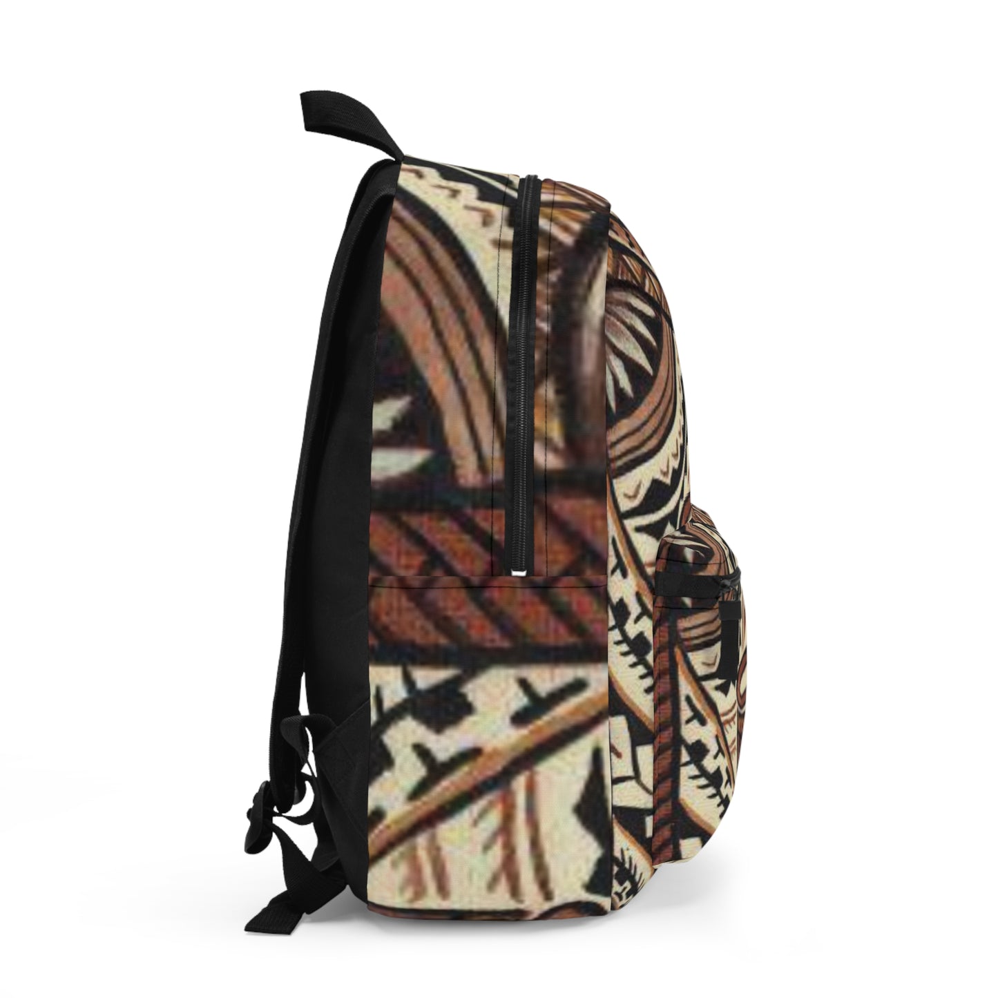 Tribal Drum Pattern Backpack — Boho Polynesian-Inspired Everyday Bag