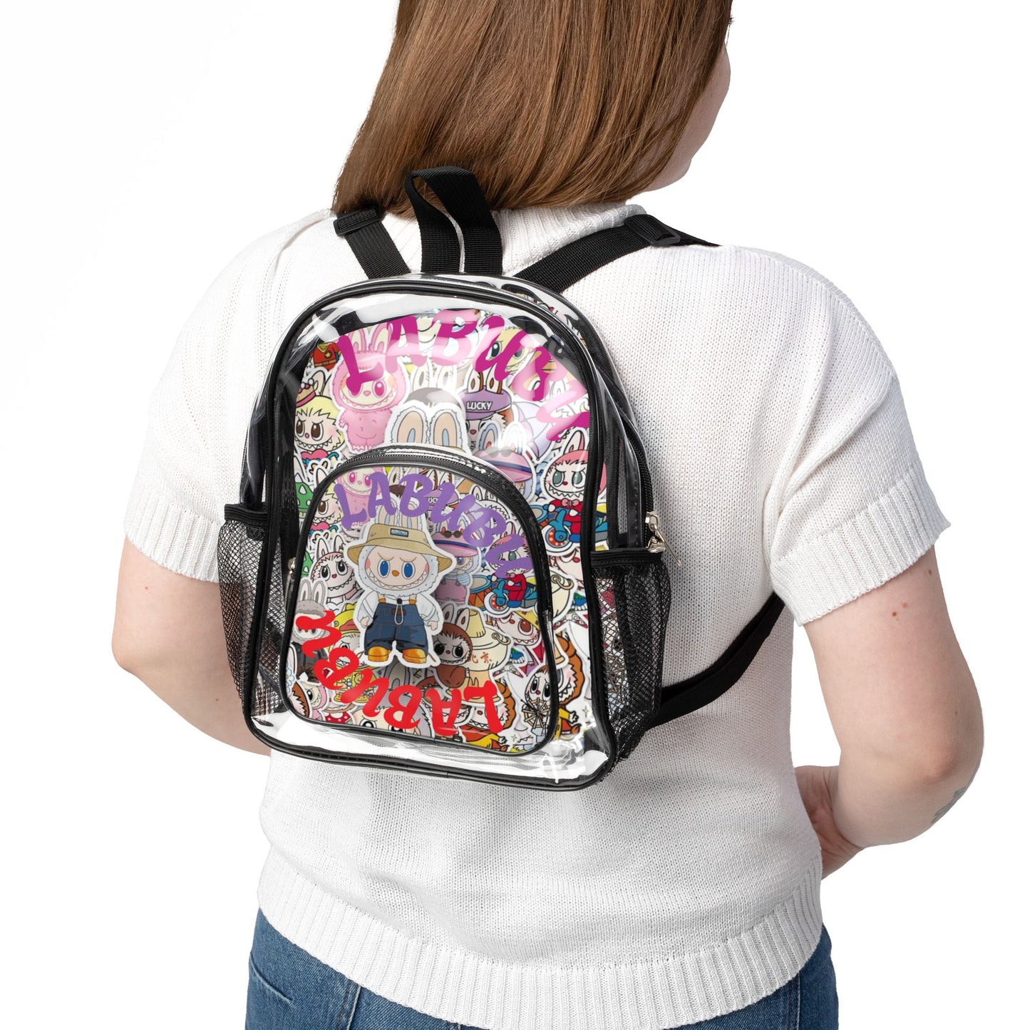 Youth Clear Stadium Backpack with Colorful Character Design