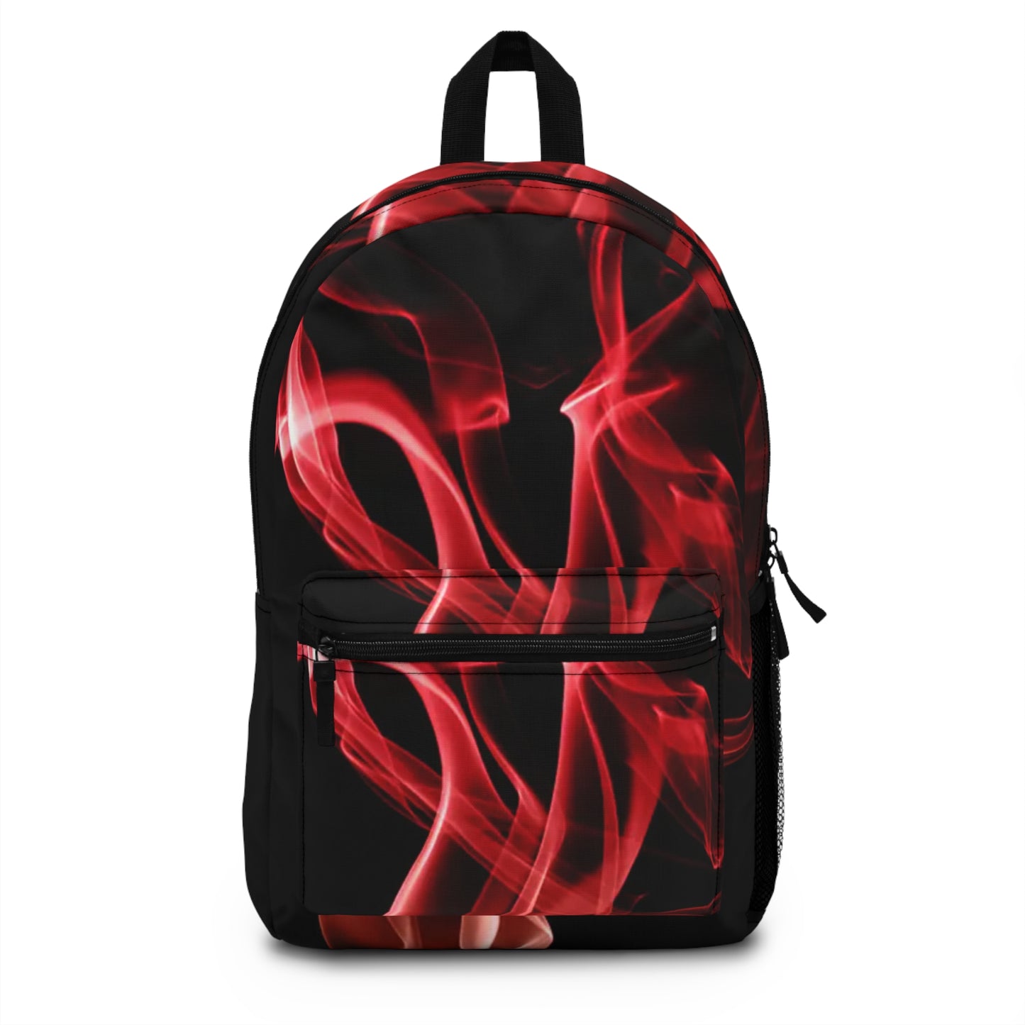 Red Smoke Graphic Backpack — Bold Abstract Flame Design for School & Travel
