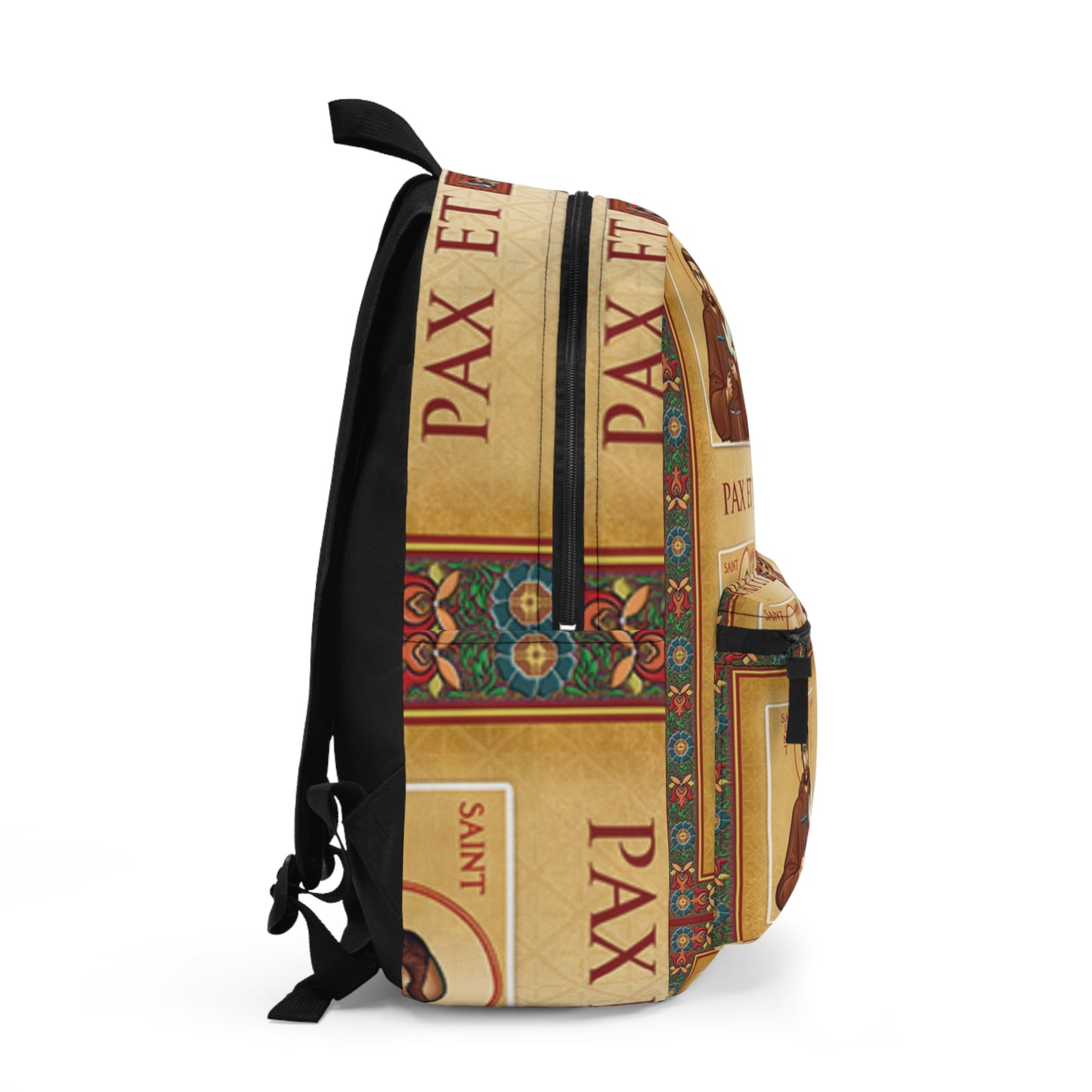 Religious Saint Icons Backpack — 'Pax et Bonum' Inspirational Daypack