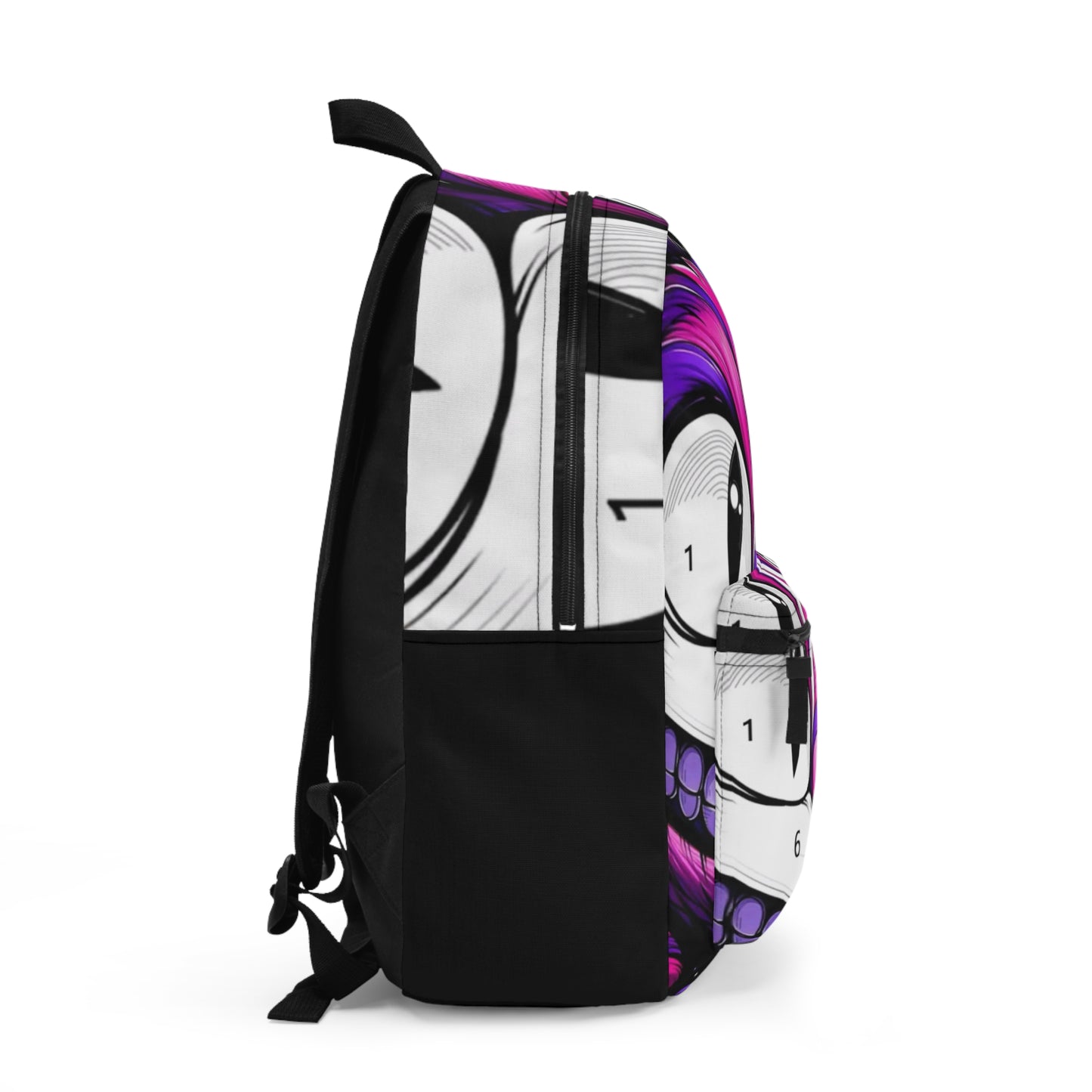 Psychedelic Cat Face Backpack - Vibrant Purple Paint-by-Number Design