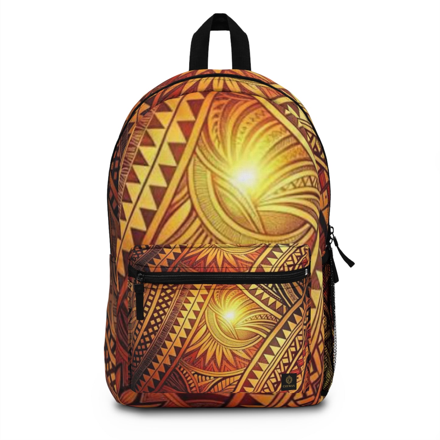 Tribal Sunburst Backpack — Polynesian-Inspired Geometric Travel Pack