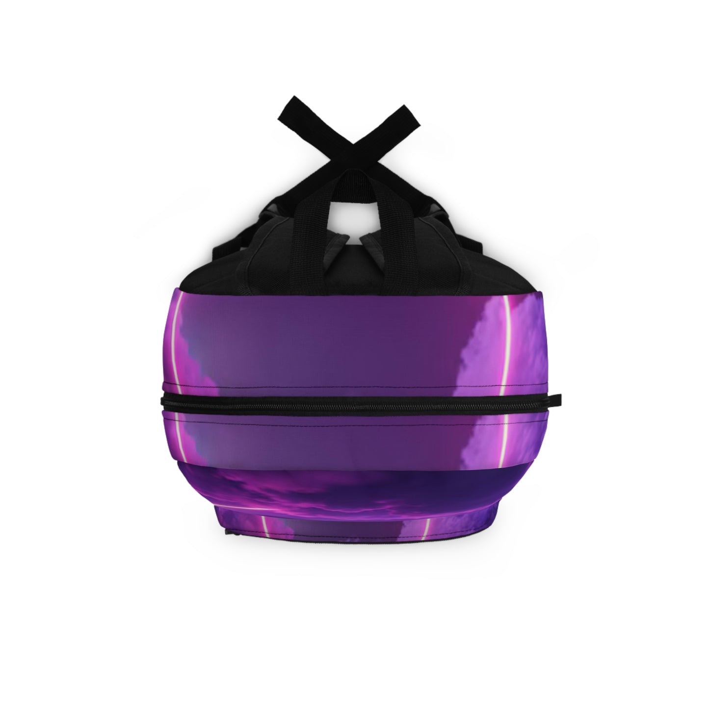 Neon Cloud Backpack — Purple Retro Futuristic Backpack with Glowing Circle Design