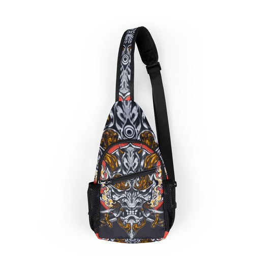 Abstract Tribal Chest Bag — Bold Symmetrical Graphic Sling Pack