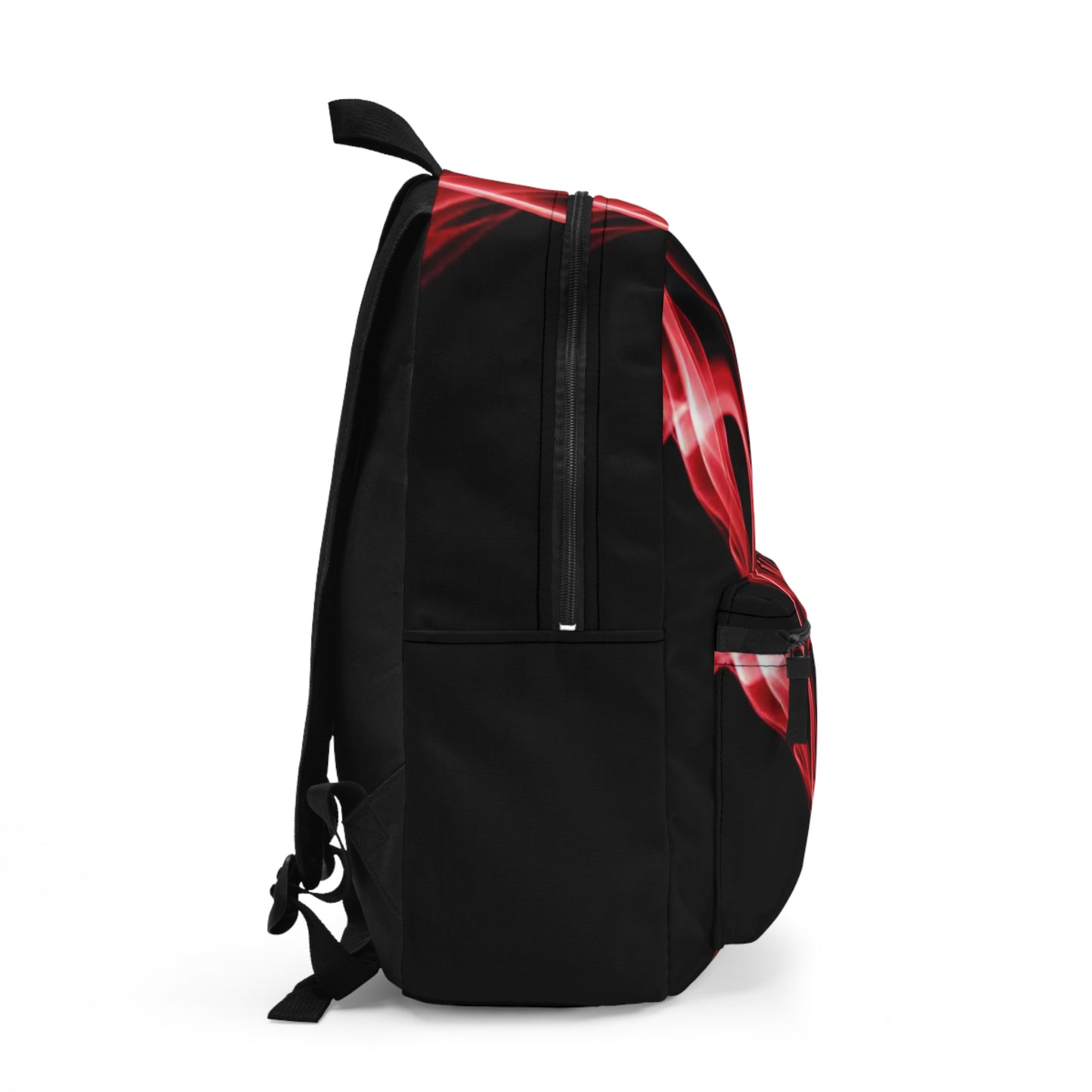 Red Smoke Graphic Backpack — Bold Abstract Flame Design for School & Travel
