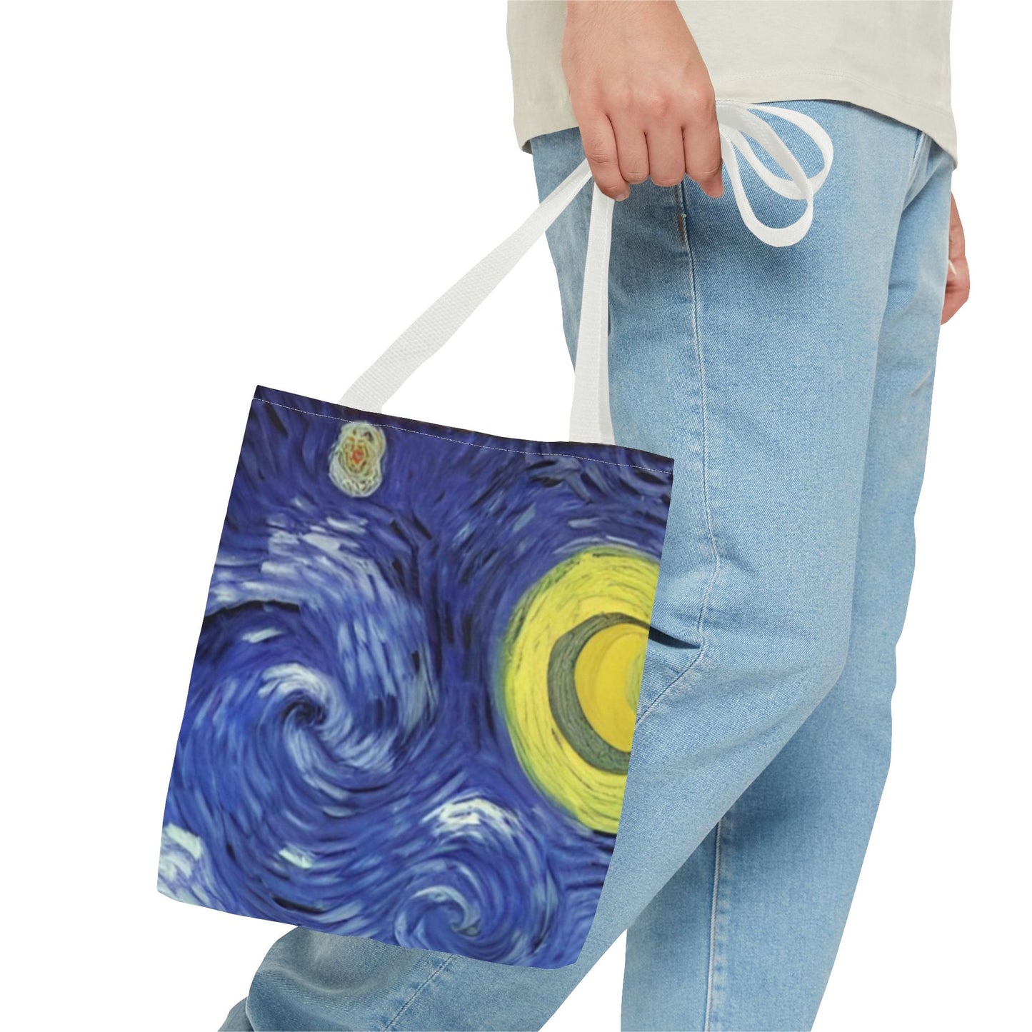 Starry Night-Inspired Tote Bag — Van Gogh Style Swirl All-Over Print