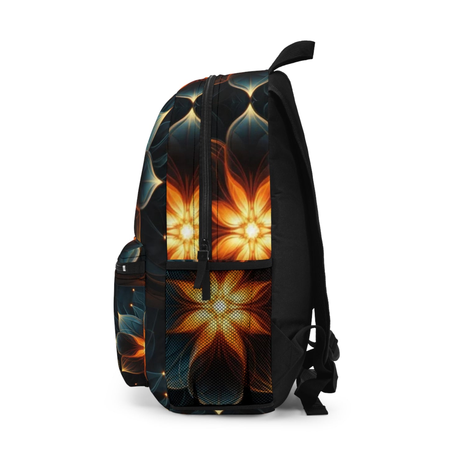 Floral Glow Backpack — Luminous Kaleidoscope Flower Print