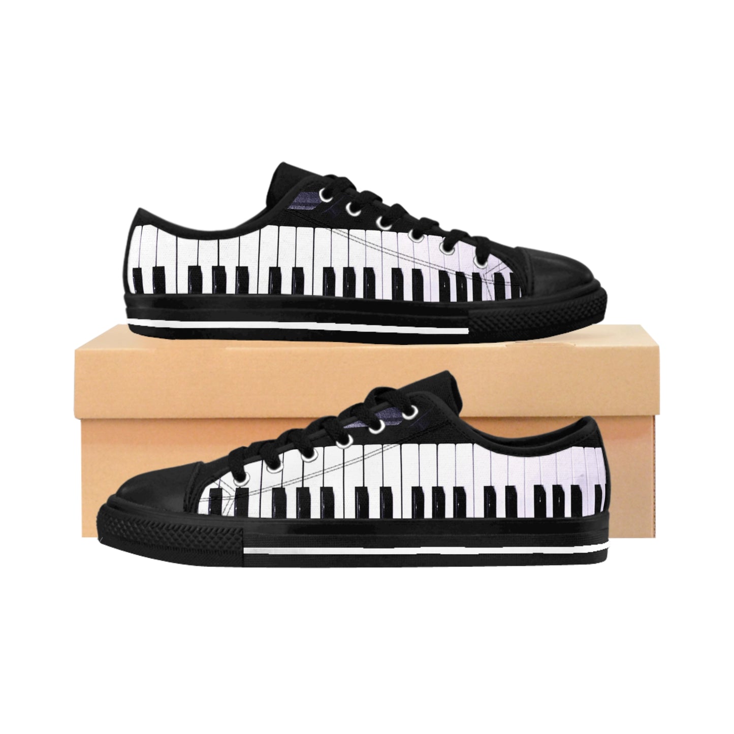 Piano Keys Low-Top Sneakers — Musician Men’s Canvas Shoes