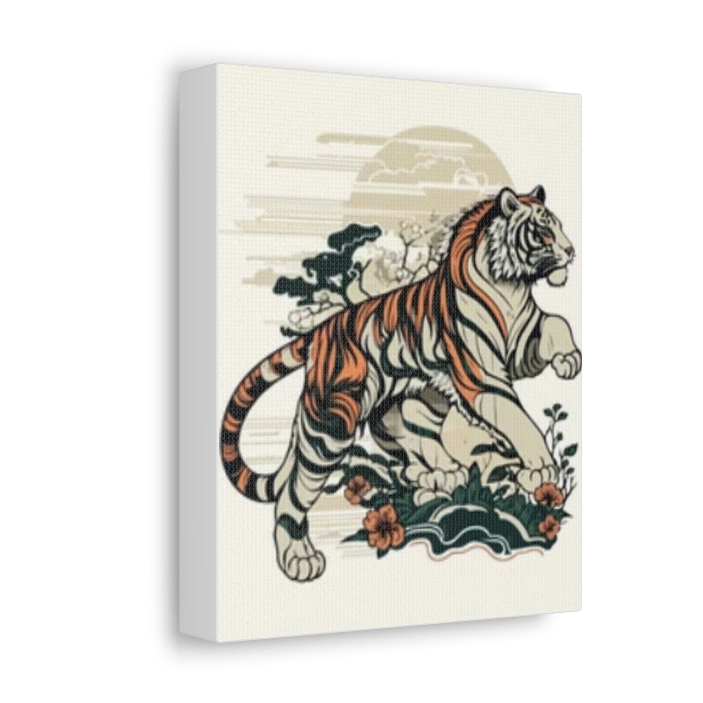 Roaring Tiger Stretched Canvas Art - Home Decor, Wall Art, Nature Lover Gift, Animal Themed Decoration, Bold Tiger Print