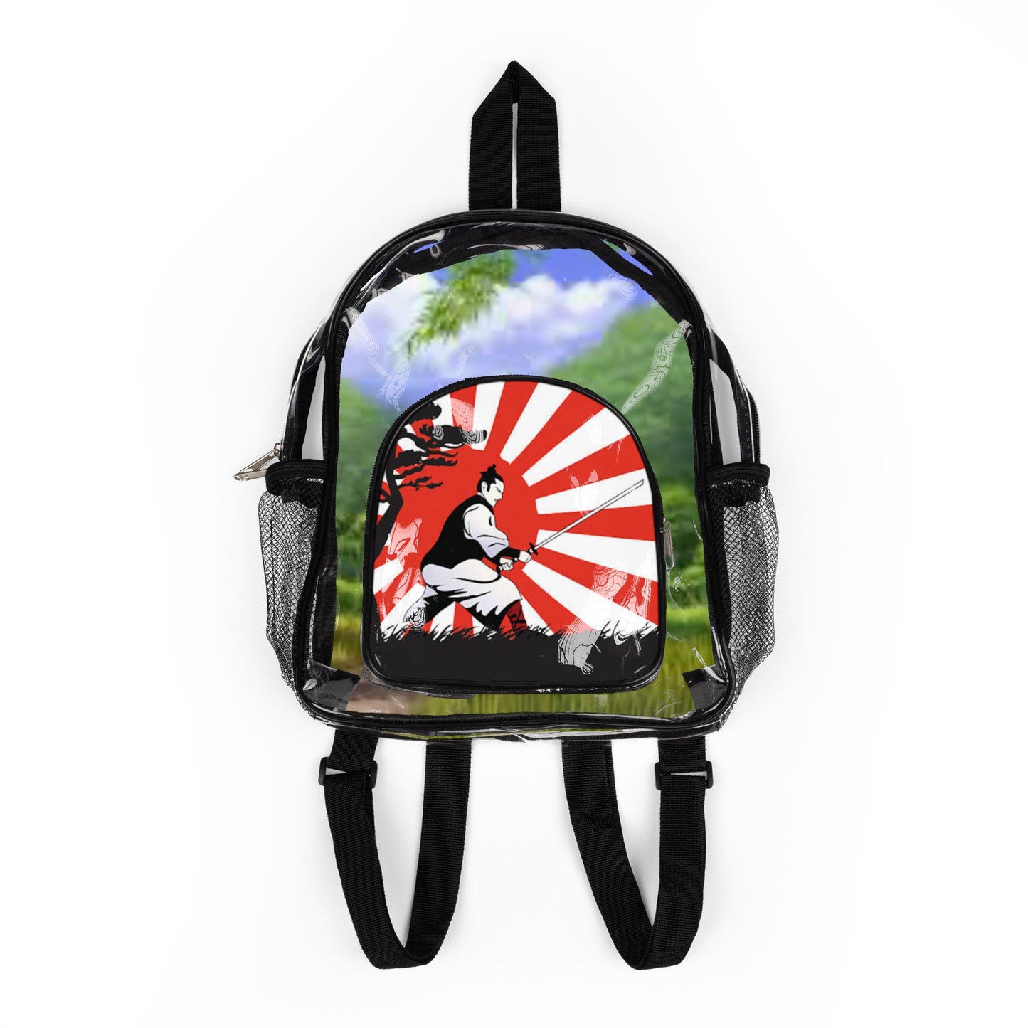 Clear Stadium Backpack — Bold Rising Sun Graphic Clear School & Event Bag