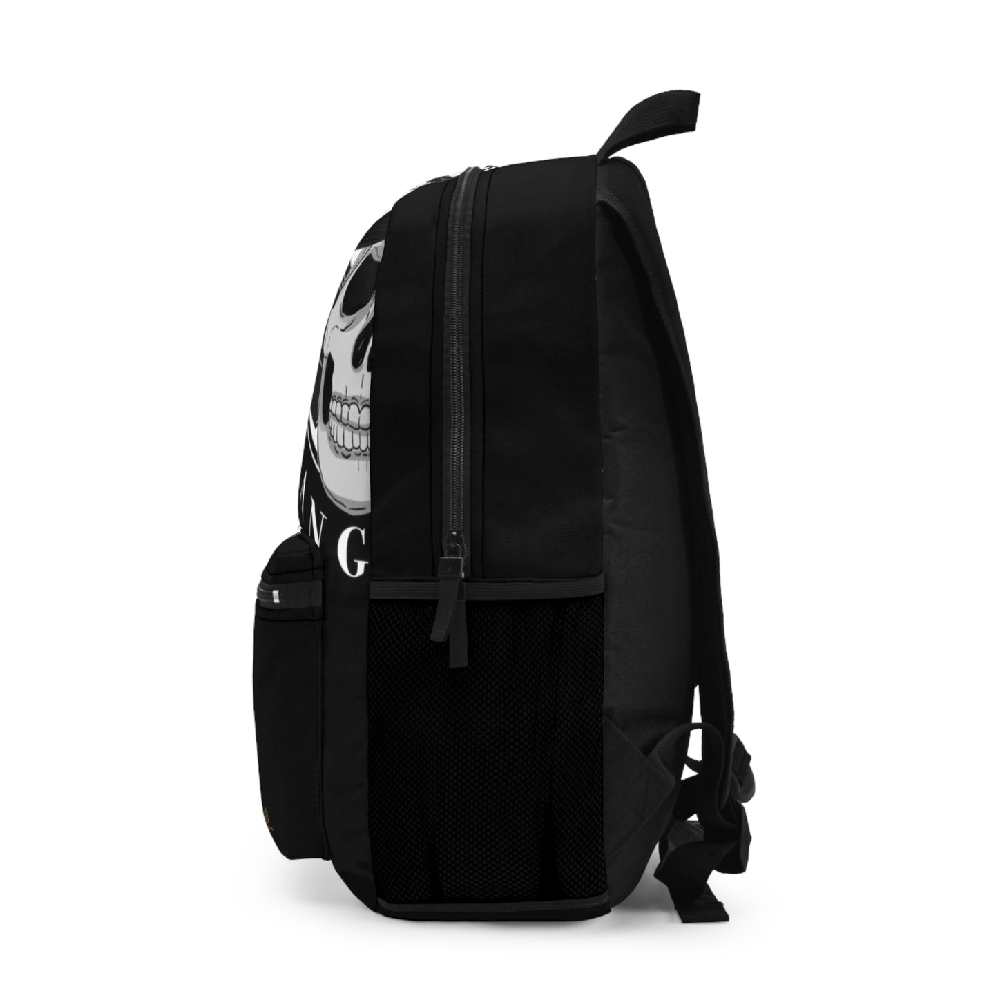 Gangster Skull Backpack — Dark Skull & Guns Graphic School Daypack